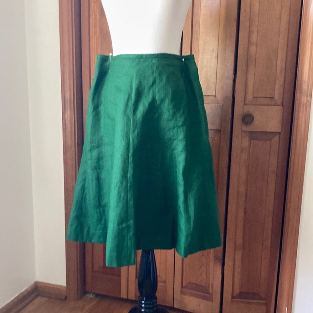 Talbots Rich Green Linen Skirt, Size 8P